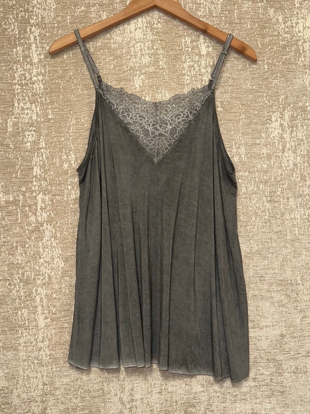 POL Grey Lace Tank Top